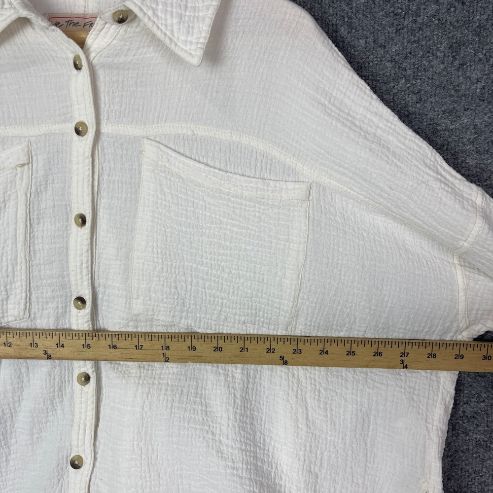 We The Free Button Down Shirt Womens Small White Gauze Raw Hem Top - Picture 5 of 10